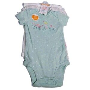 Carter’s Baby Girl Bodysuits 6M 3-Pack Floral Bird Embroidered NEW